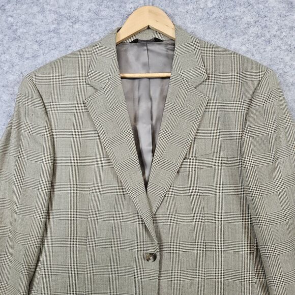 Jos A Bank Men's Size 42R Beige Windowpane‎ Blazer/Sport Coat/Suit Jacket SPOT - Picture 3 of 16